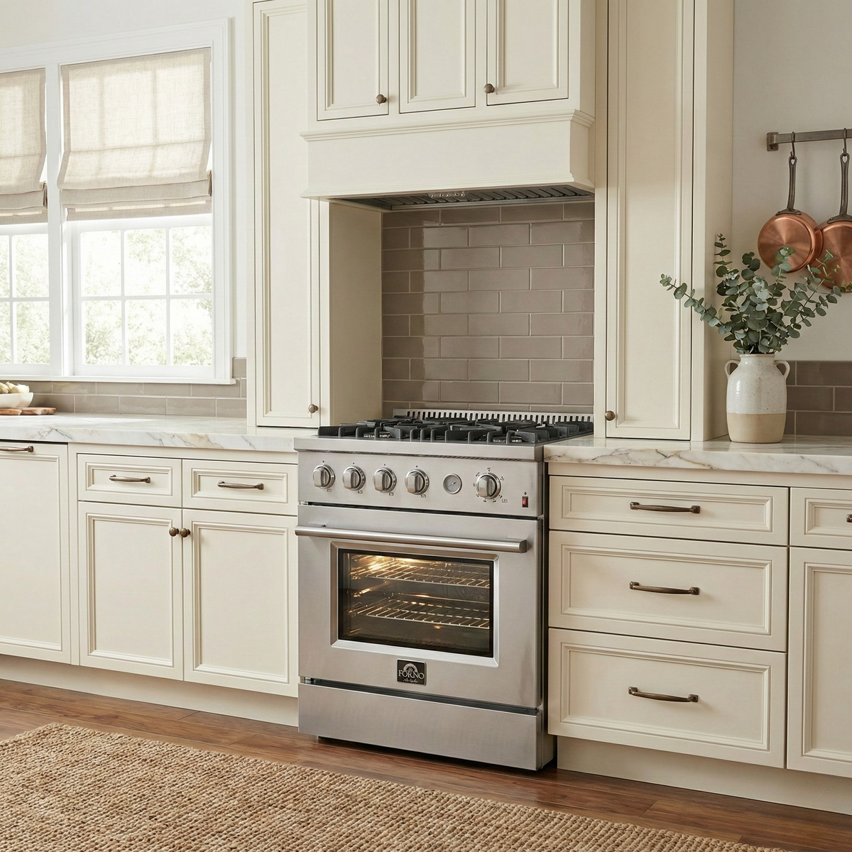 Forno Marco 30-Inch Gas Range with 4 Burners, Built-In Temperature Gauge, 4.32 cu. ft. Oven – Model FFSGS6277-30