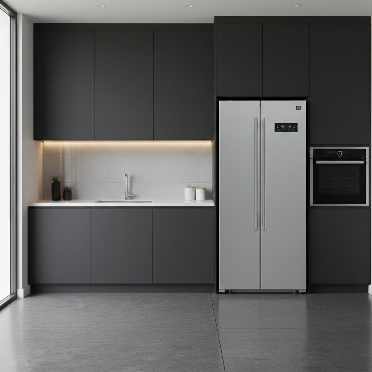 Forno Salerno 33-Inch Side-by-Side Built-In Refrigerator, 15.6 Cu. Ft., Stainless Steel (FFRBI1805-33SB)