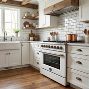 Forno Galiano 36-Inch Dual Fuel Range, 6 Sealed Brass Burners, 5.36 cu. ft. Convection Oven, White Stainless Steel with Antique Brass Accents, Model FFSGS6156-36WHT