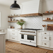 Forno Galiano 48-Inch Freestanding Dual Fuel Range with Gas Cooktop, Electric Oven, 6.58 cu. ft., 8 Sealed Burners and Griddle, White (Model FFSGS6156-48WHT)