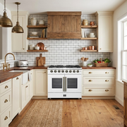 FORNO Galiano 36-Inch Dual Fuel Range, 5.36 cu. ft. French Door Oven, 6 Sealed Burners, White with Antique Brass Accents (Model FFSGS6356-36WHT)