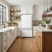 Forno Espresso Milano 31 in French Door Refrigerator with Bottom Freezer, 17.2 cu ft, Left Swing, Ice Maker, White Finish, Includes Stainless Steel Handles (Model FFFFD1786-31WHT)