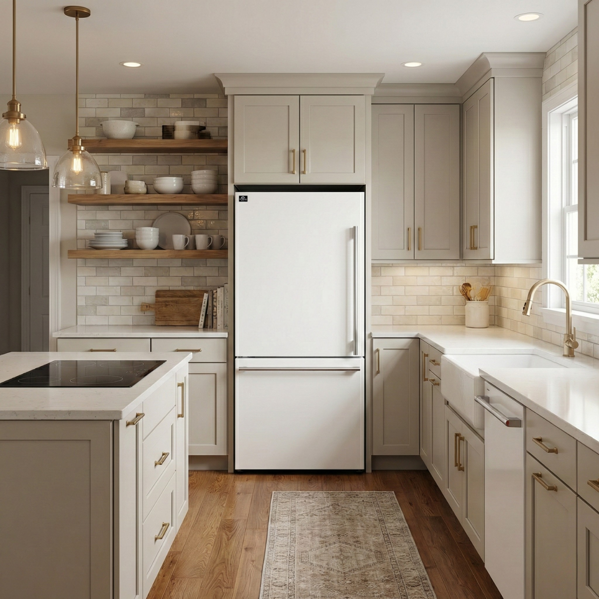 Forno Espresso Milano 31 in French Door Refrigerator with Bottom Freezer, 17.2 cu ft, Left Swing, Ice Maker, White Finish, Includes Stainless Steel Handles (Model FFFFD1786-31WHT)