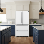 Forno Espresso Moena 36 in Counter-Depth French Door Refrigerator, 19.2 cu ft, White, with Ice Maker and Stainless Steel Handles (FFRBI1820-36WHT)