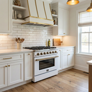 Forno Galiano 36 Inch Gas Range, 5.36 cu. ft. Oven, 6 Sealed Burners, White with Antique Brass Accents, Model FFSGS6244-36WHT