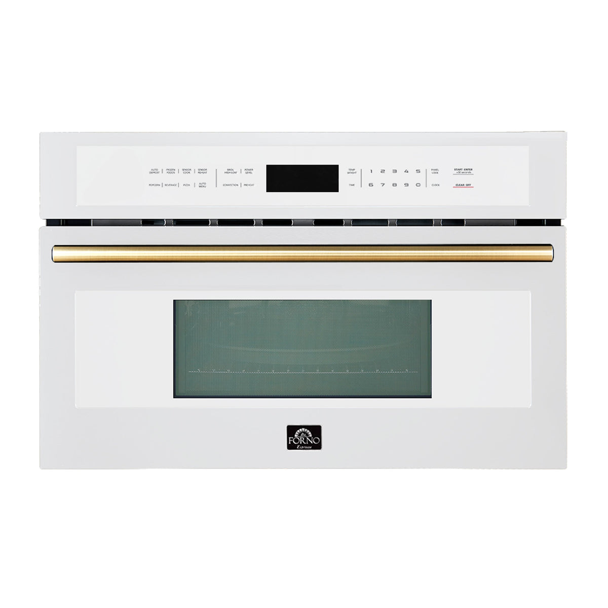 FORNO Oliena 30-Inch Built-In Microwave Oven, 1.6 cu. ft., White with Antique Brass Handle, Model FMWDR3093-30WHT
