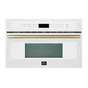 FORNO Oliena 30-Inch Built-In Microwave Oven, 1.6 cu. ft., White with Antique Brass Handle, Model FMWDR3093-30WHT