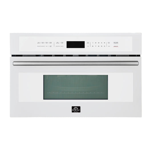 FORNO Oliena 30-Inch Built-In Microwave Oven, 1.6 Cu. Ft., White with Stainless Steel Handles (Model FMWDR3093-30WHT)