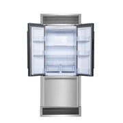 Forno Gallipoli 35-Inch French Door Refrigerator, 17.5 cu. ft., Stainless Steel with Internal Ice Maker and Decorative Grill Trim Kit (Model FFFFD1974-35SG)