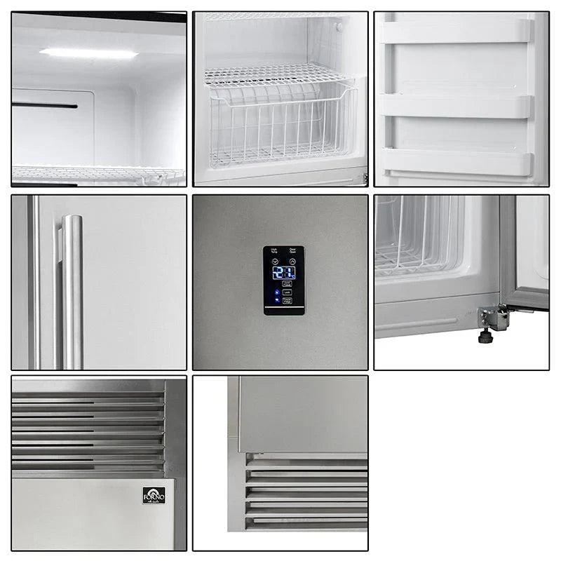 Forno Rizzuto 32-Inch Convertible Refrigerator/Freezer, 13.8 cu. ft., Right-Hinged Door, Stainless Steel with Decorative Grill (Model FFFFD1933-32RS)