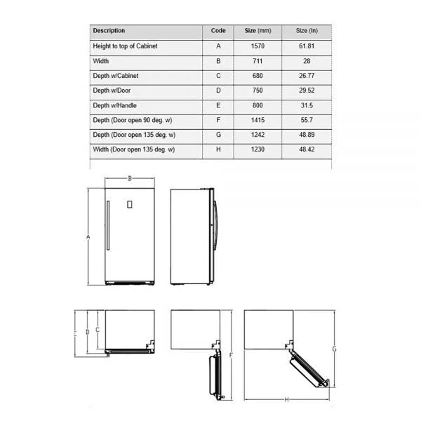 Forno Rizzuto 60-Inch Pro-Style Refrigerator/Freezer Combo, 27.6 cu. ft., Stainless Steel (FFFFD1933-60S)
