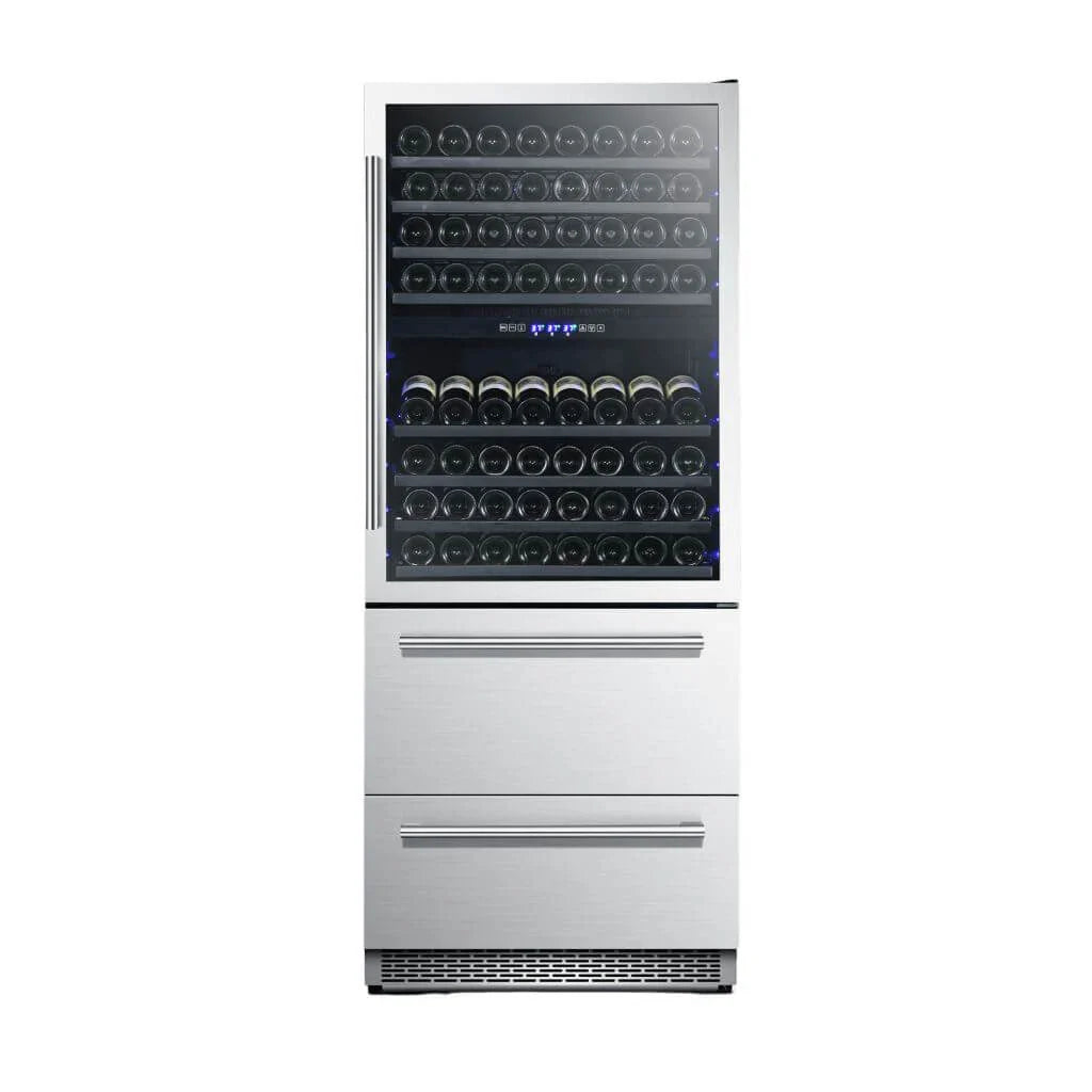 Forno Capraia 30-Inch Dual-Zone Wine Cellar, 144-Bottle Capacity, 6.25 Cu. Ft. (FWCDR6661-30S)