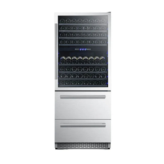 Forno Capraia 30-Inch Dual-Zone Wine Cellar, 144-Bottle Capacity, 6.25 Cu. Ft. (FWCDR6661-30S)