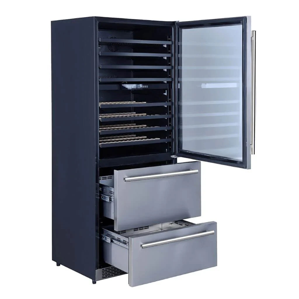 Forno Capraia 30-Inch Dual-Zone Wine Cellar, 144-Bottle Capacity, 6.25 Cu. Ft. (FWCDR6661-30S)