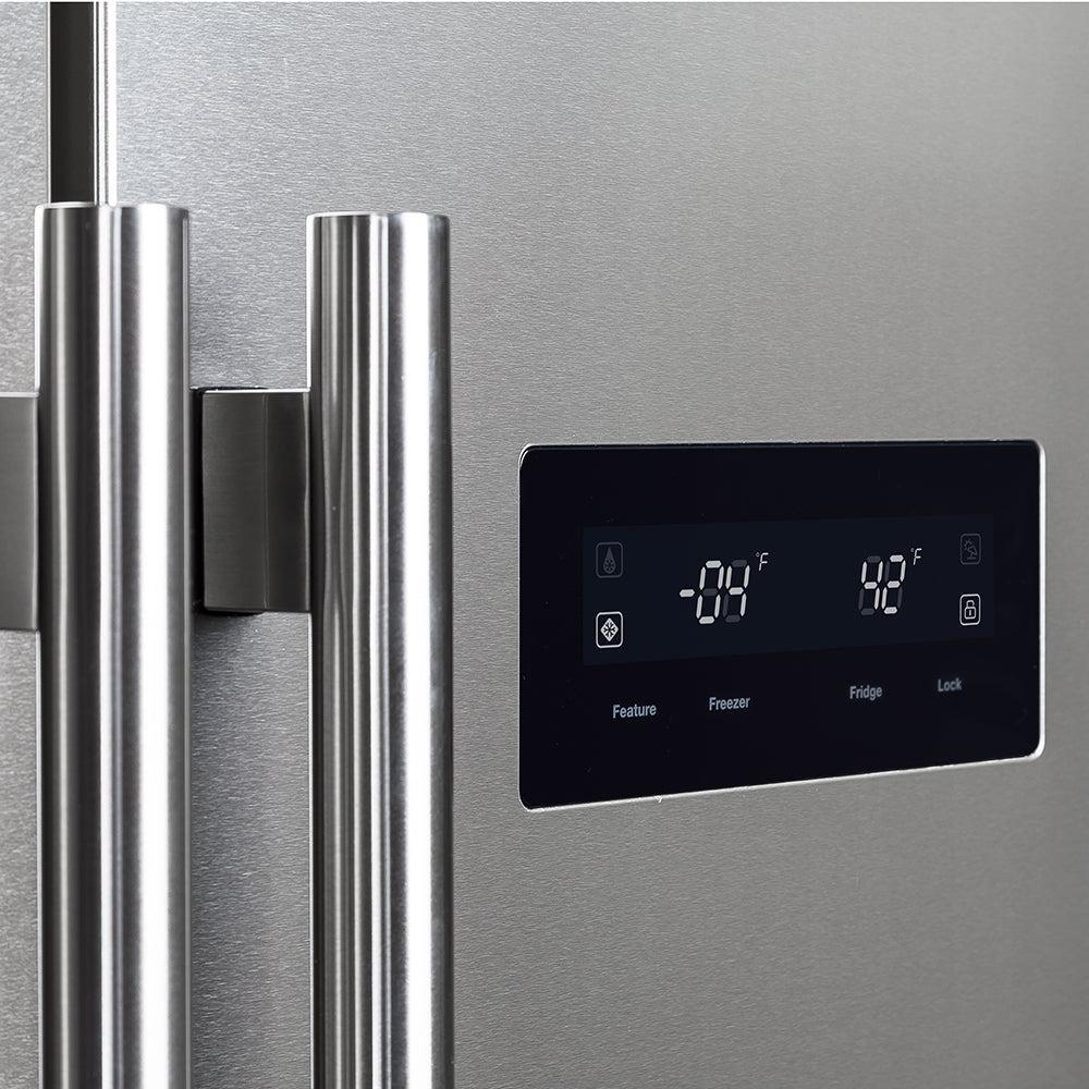 Forno Salerno 33-Inch Side-by-Side Refrigerator, Stainless Steel with Decorative Grill Trim Kit (FFRBI1805-37SG)