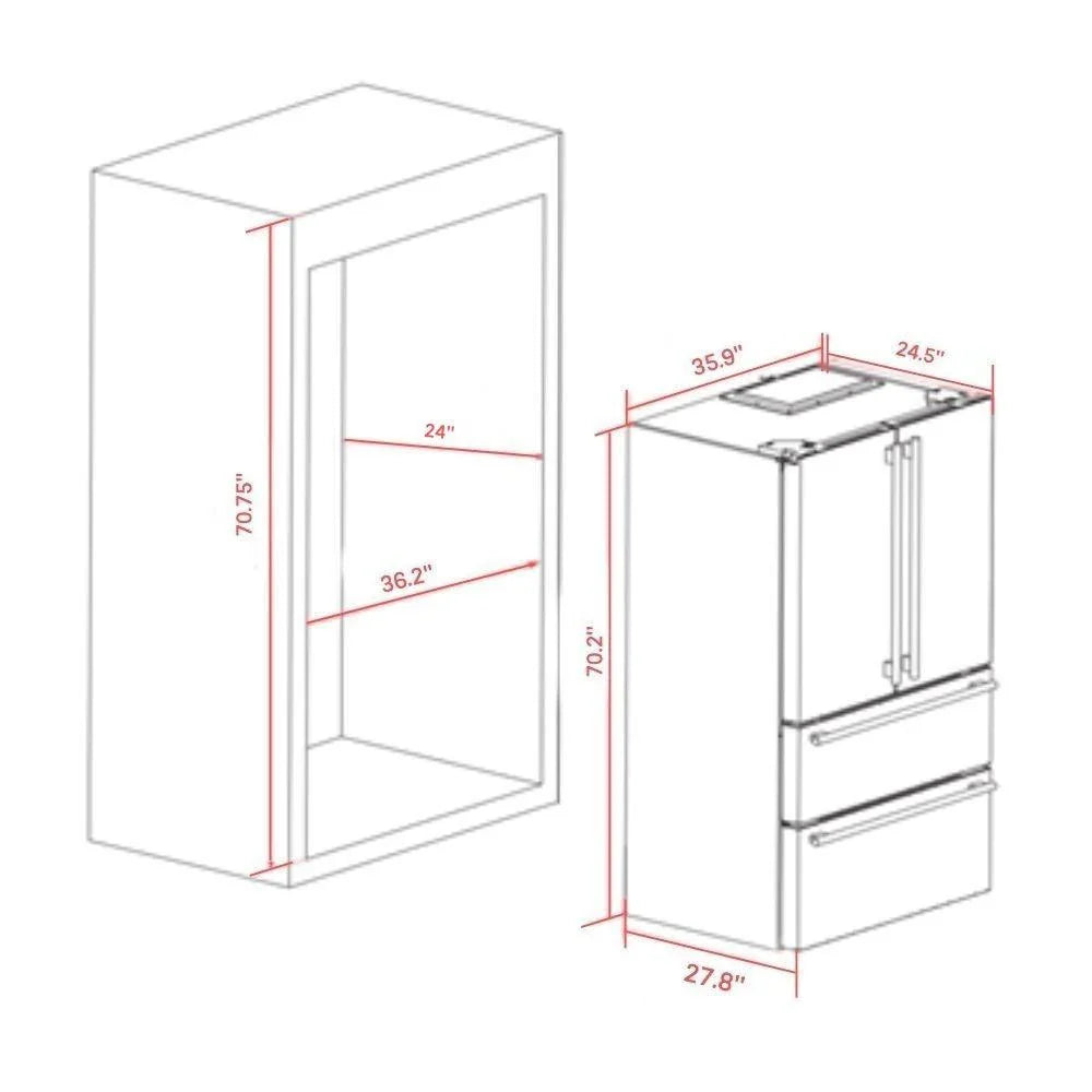 Forno Moena 36-Inch Counter-Depth French Door Refrigerator, 19 cu. ft., Stainless Steel (FFRBI1820-36SB)