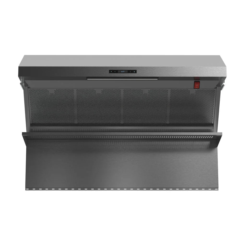 Forno Savona 48-Inch Wall-Mounted Range Hood with Backsplash and Red Warming Light, Stainless Steel – Model FRHWM5029-48HB