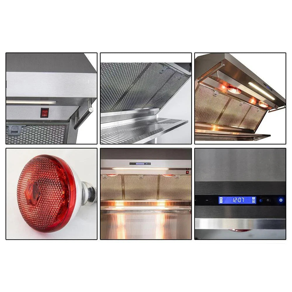 Forno Savona 48-Inch Wall-Mounted Range Hood with Backsplash and Red Warming Light, Stainless Steel – Model FRHWM5029-48HB