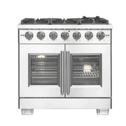 Forno Capriasca 36-Inch Freestanding All-Gas Range with French Door, 5.36 cu. ft. Oven, Stainless Steel (Model FFSGS6460-36)