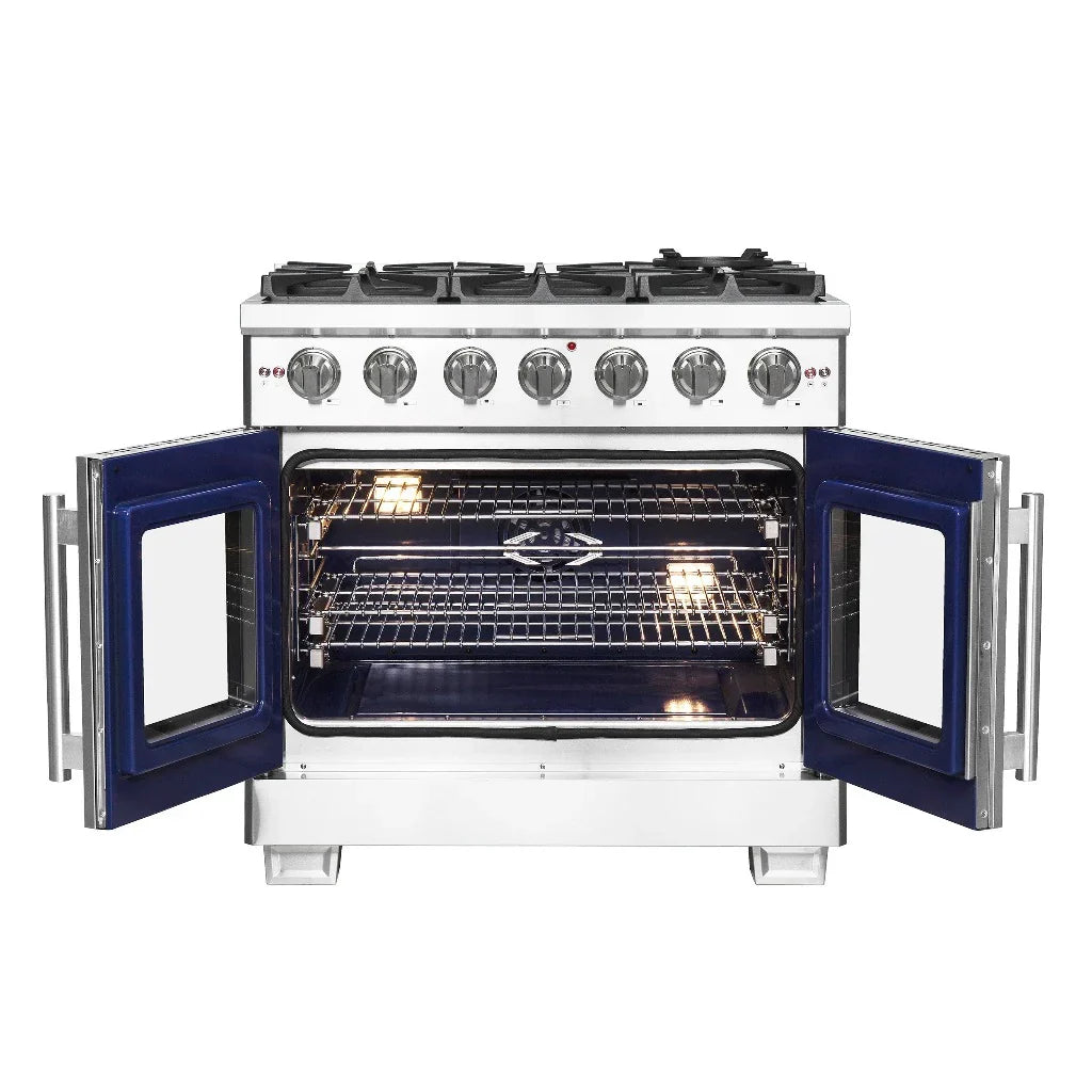 Forno Capriasca 36-Inch Freestanding All-Gas Range with French Door, 5.36 cu. ft. Oven, Stainless Steel (Model FFSGS6460-36)