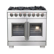 Forno Capriasca 36-Inch Freestanding Dual Fuel Range with French Door, 5.36 cu. ft. Oven, Stainless Steel (Model FFSGS6387-36)