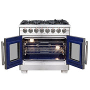 Forno Capriasca 36-Inch Freestanding Dual Fuel Range with French Door, 5.36 cu. ft. Oven, Stainless Steel (Model FFSGS6387-36)