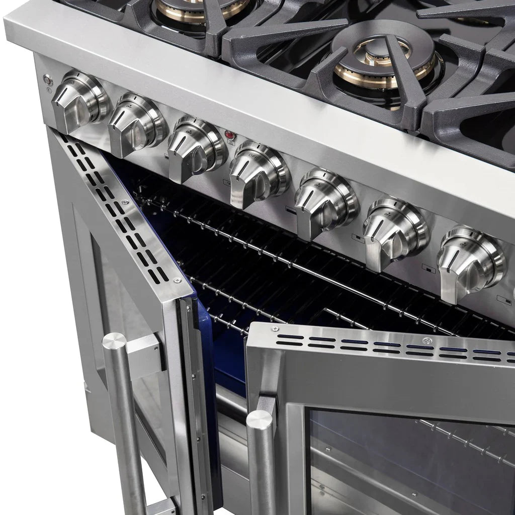 Forno Capriasca 36-Inch Freestanding Dual Fuel Range with French Door, 5.36 cu. ft. Oven, Stainless Steel (Model FFSGS6387-36)