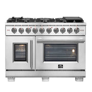 Forno Capriasca 48 in. Freestanding All-Gas Range with Double Oven, 6.58 cu. ft., Stainless Steel (Left Swing Door)