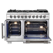 Forno Capriasca 48 in. Freestanding All-Gas Range with Double Oven, 6.58 cu. ft., Stainless Steel (Left Swing Door)