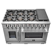 Forno Capriasca 48 in. Freestanding All-Gas Range with Double Oven, 6.58 cu. ft., Stainless Steel (Left Swing Door)