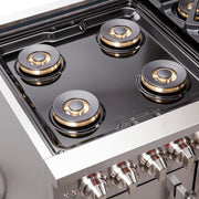 Forno Capriasca 48-Inch Freestanding Dual Fuel Range with Gas Cooktop, Double Electric Oven, 6.58 cu. ft., Left-Swing Door, Stainless Steel (FFSGS6387-48)