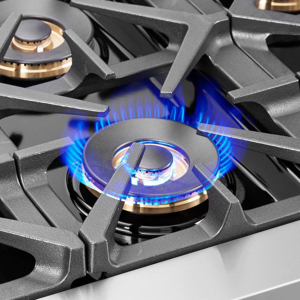 Forno Capriasca 48-Inch Freestanding Dual Fuel Range with Gas Cooktop, Double Electric Oven, 6.58 cu. ft., Left-Swing Door, Stainless Steel (FFSGS6387-48)