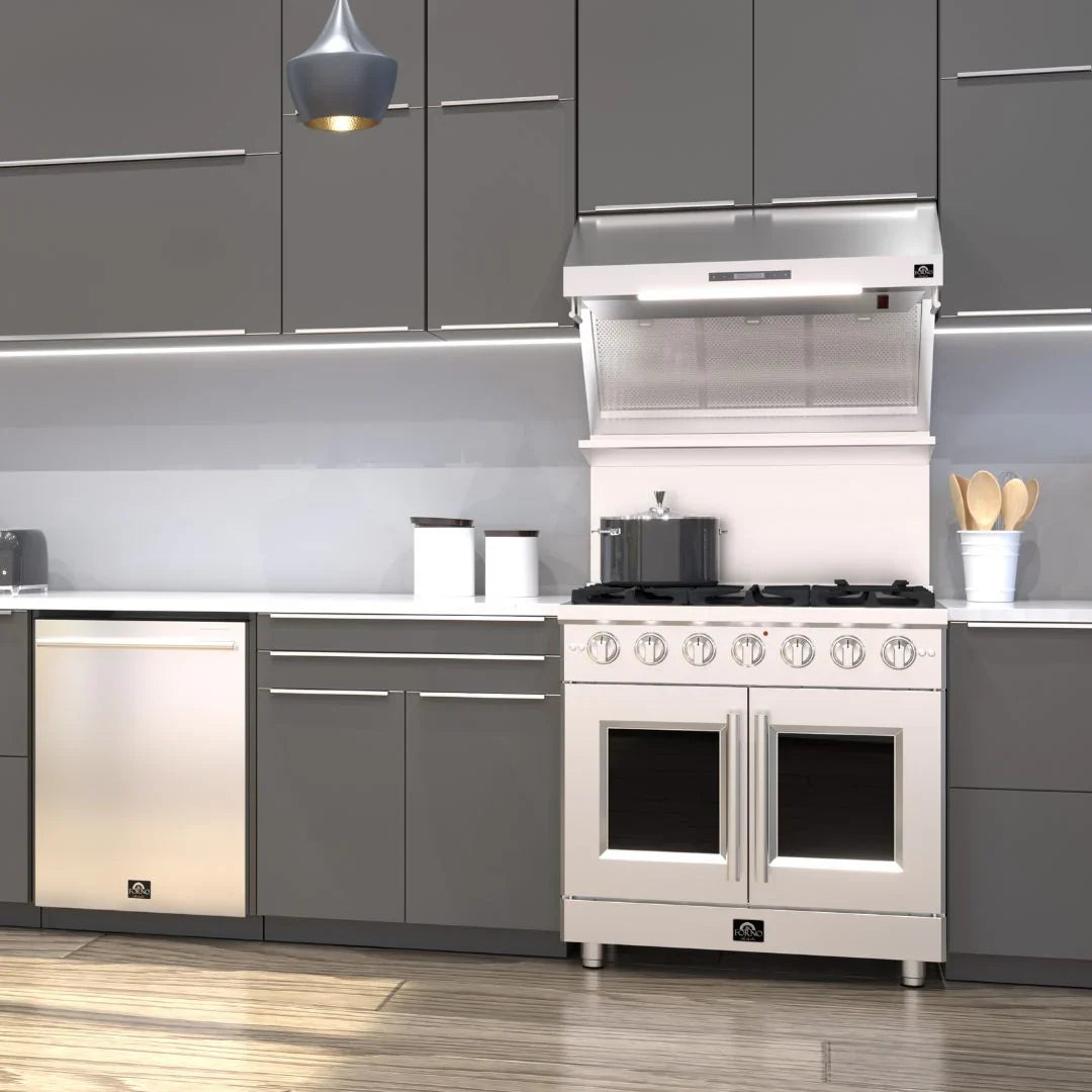 Forno Galiano 36-Inch Freestanding All-Gas Range with 5.36 cu. ft. Oven and French Doors in Stainless Steel (FFSGS6444-36)