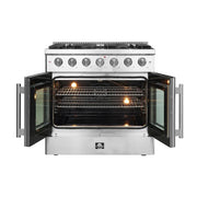 Forno Galiano 36-Inch Freestanding All-Gas Range with 5.36 cu. ft. Oven and French Doors in Stainless Steel (FFSGS6444-36)