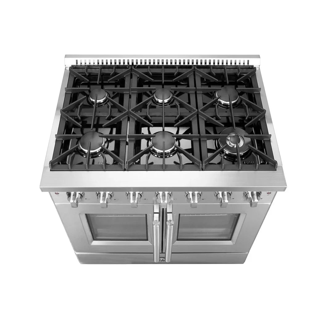 Forno Galiano 36-Inch Freestanding All-Gas Range with 5.36 cu. ft. Oven and French Doors in Stainless Steel (FFSGS6444-36)