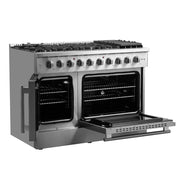 Forno Galiano 48-Inch Freestanding All-Gas Range with Double Oven, 6.58 cu. ft., Left-Swing Door, Stainless Steel (FFSGS6444-48)
