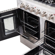 Forno Galiano 48-Inch Freestanding All-Gas Range with Double Oven, 6.58 cu. ft., Left-Swing Door, Stainless Steel (FFSGS6444-48)