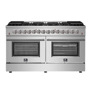 Forno Galiano 60-Inch Freestanding Dual Fuel Range with Double Oven, 8.64 cu. ft., Stainless Steel with Gold Accents (FFSGS6156-60)