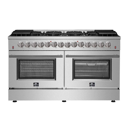 Forno Galiano 60-Inch Freestanding Dual Fuel Range with Double Oven, 8.64 cu. ft., Stainless Steel with Gold Accents (FFSGS6156-60)