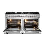 Forno Galiano 60-Inch Freestanding Dual Fuel Range with Double Oven, 8.64 cu. ft., Stainless Steel with Gold Accents (FFSGS6156-60)