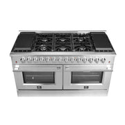 Forno Galiano 60-Inch Freestanding Dual Fuel Range with Double Oven, 8.64 cu. ft., Stainless Steel with Gold Accents (FFSGS6156-60)