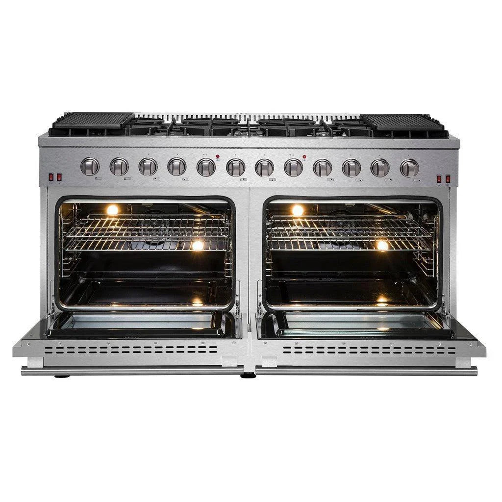 Forno Galiano 60-Inch Freestanding All-Gas Range with Double Gas Oven, 6.58 cu. ft., Stainless Steel with Gold Accents (FFSGS6244-60)