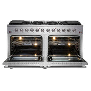 Forno Galiano 60-Inch Freestanding All-Gas Range with Double Gas Oven, 6.58 cu. ft., Stainless Steel with Gold Accents (FFSGS6244-60)