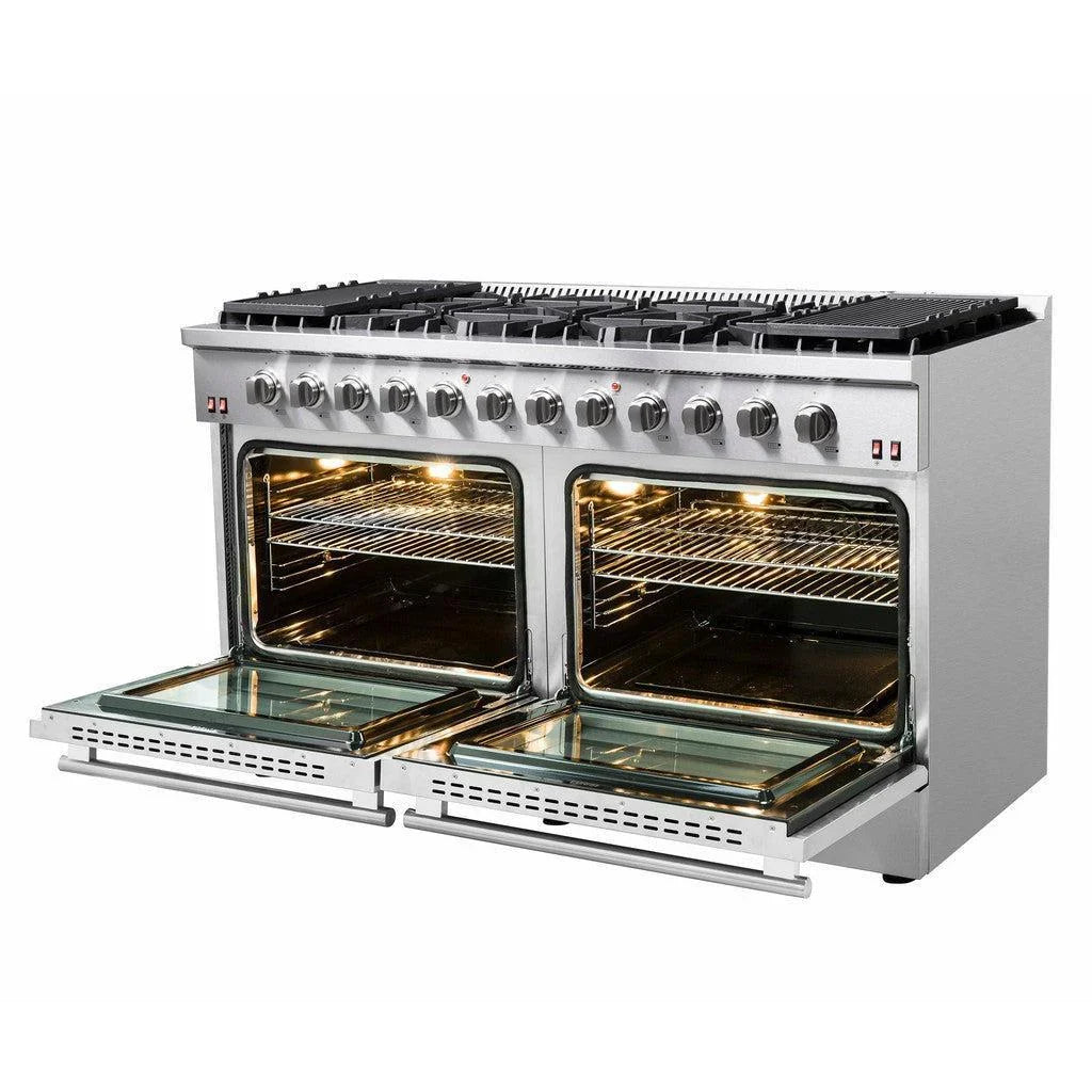 Forno Galiano 60-Inch Freestanding All-Gas Range with Double Gas Oven, 6.58 cu. ft., Stainless Steel with Gold Accents (FFSGS6244-60)