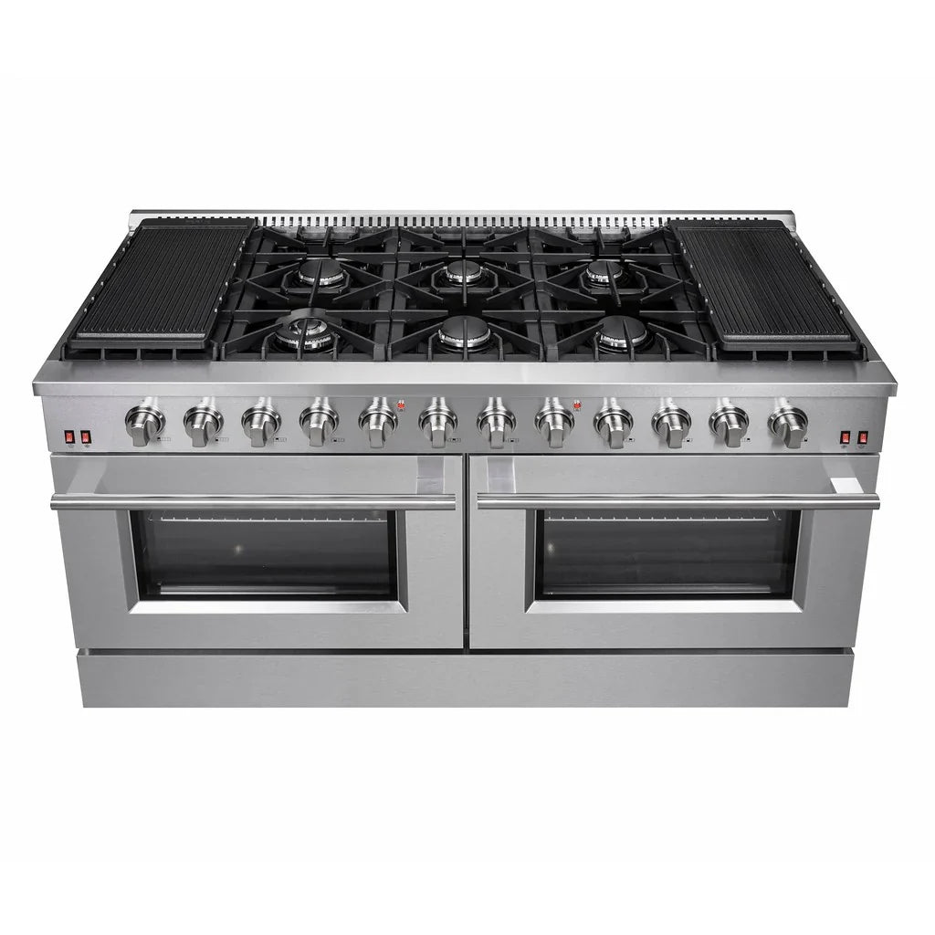 Forno Galiano 60-Inch Freestanding All-Gas Range with Double Gas Oven, 6.58 cu. ft., Stainless Steel with Gold Accents (FFSGS6244-60)