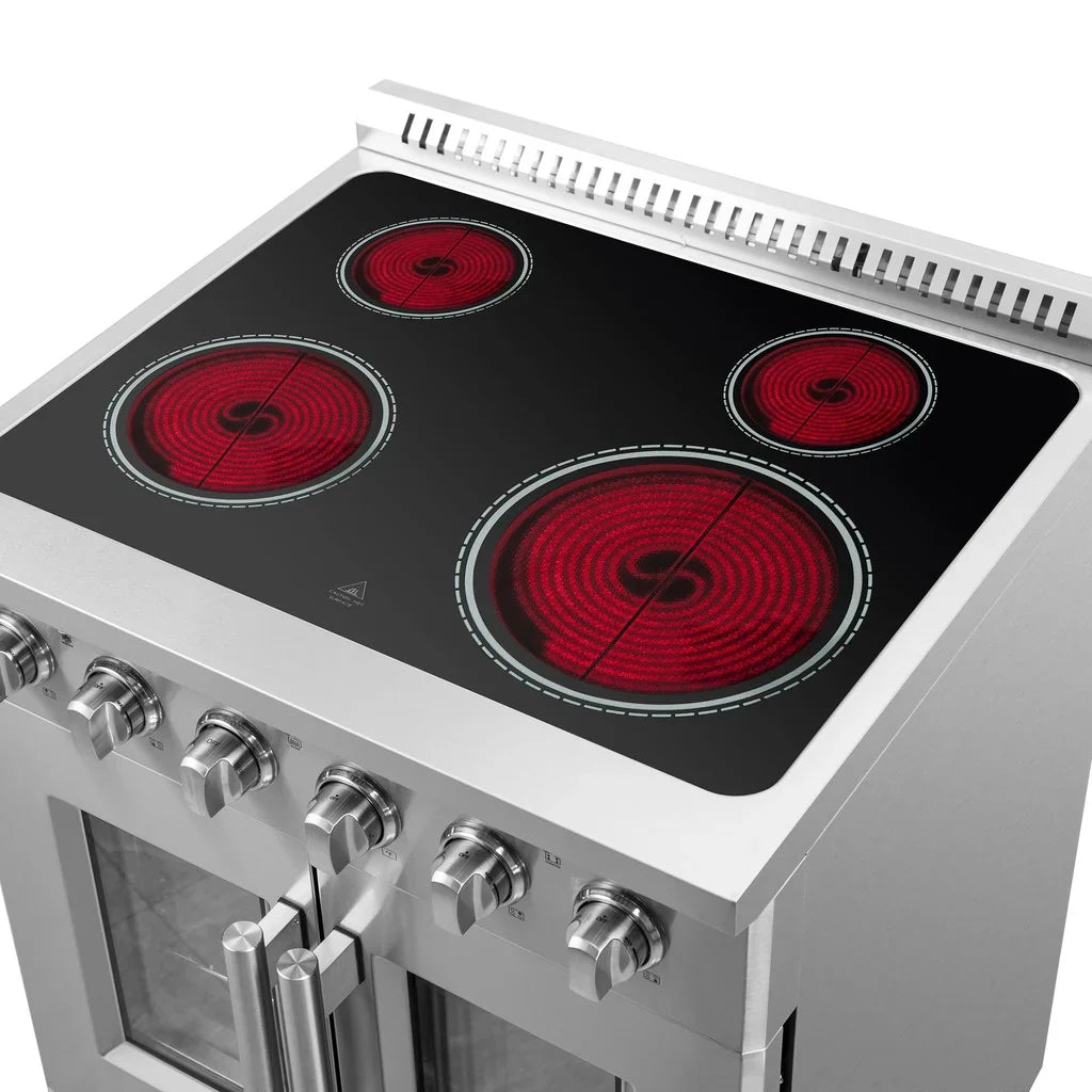 Forno Galiano 30-Inch Freestanding All-Electric Range with French Door Oven, 4.32 cu. ft., Stainless Steel (Model FFSEL6917-30)