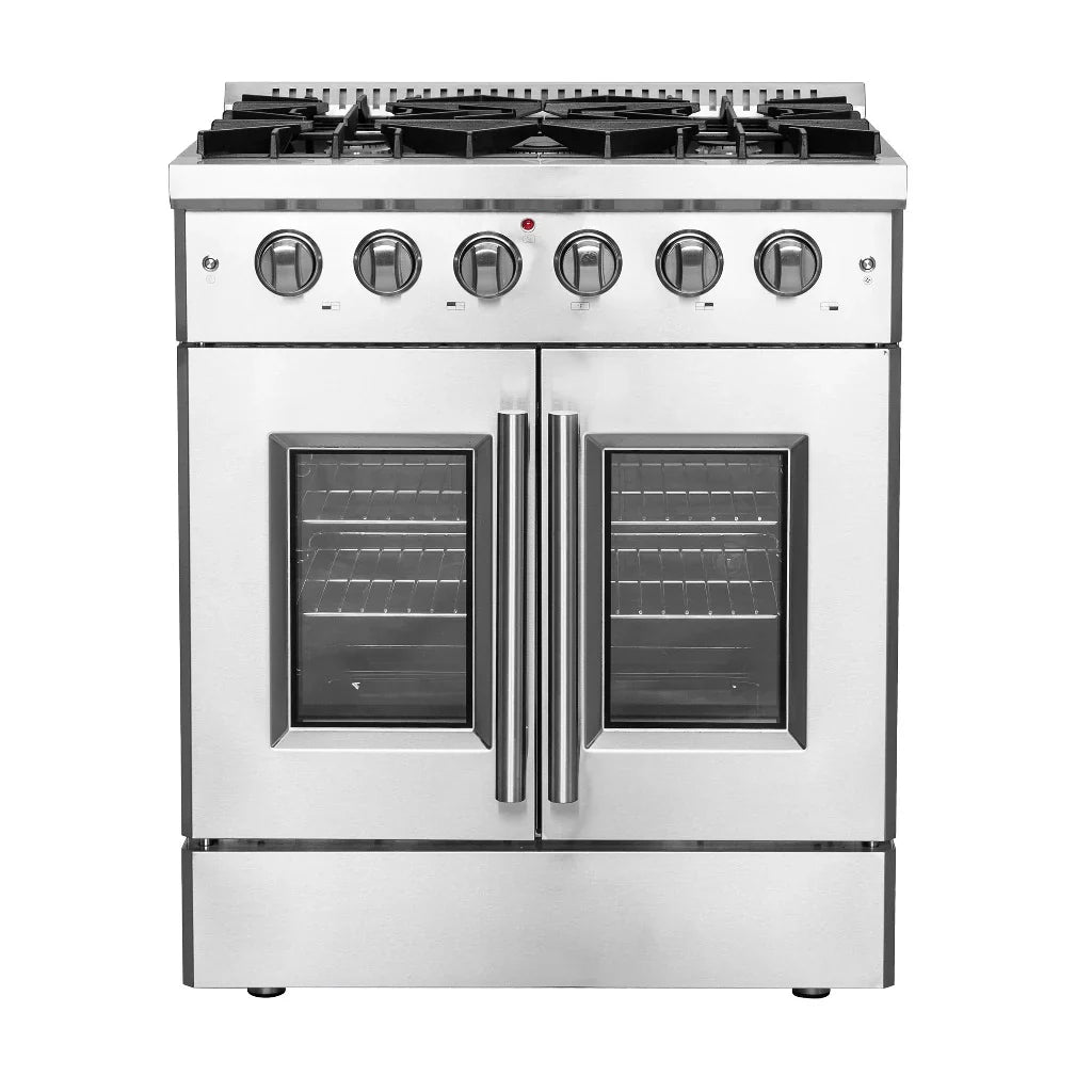 Forno Galiano 30-Inch Freestanding All-Gas Range with French Door, 4.32 Cu. Ft., Stainless Steel (FFSGS6444-30)