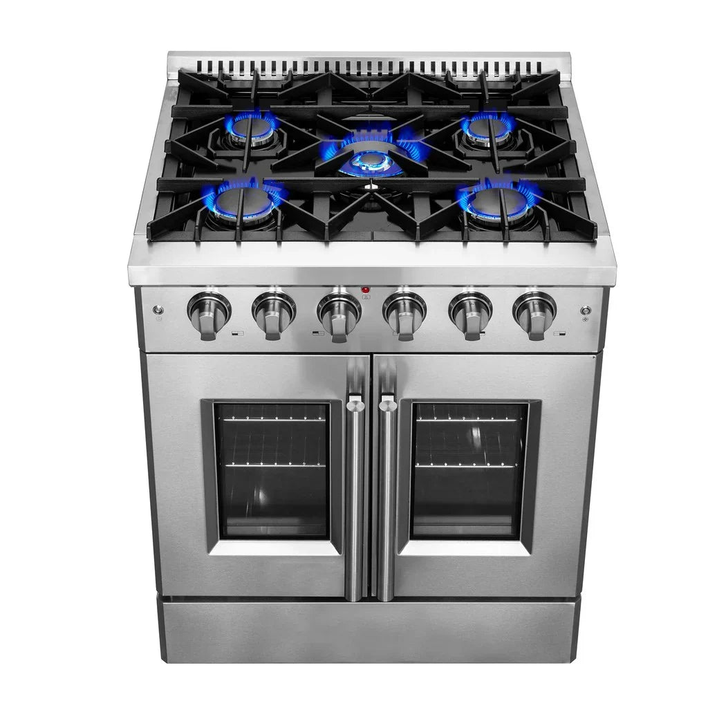Forno Galiano 30-Inch Freestanding All-Gas Range with French Door, 4.32 Cu. Ft., Stainless Steel (FFSGS6444-30)