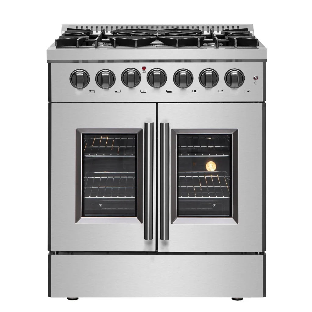 Forno Galiano 30-Inch Freestanding Dual Fuel Range with Gas Cooktop, Electric Oven, 4.32 Cu. Ft., Stainless Steel (FFSGS6356-30)