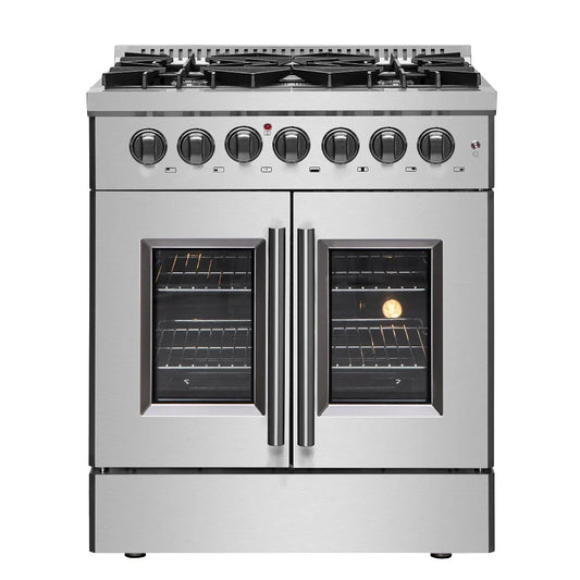 Forno Galiano 30-Inch Freestanding Dual Fuel Range with Gas Cooktop, Electric Oven, 4.32 Cu. Ft., Stainless Steel (FFSGS6356-30)
